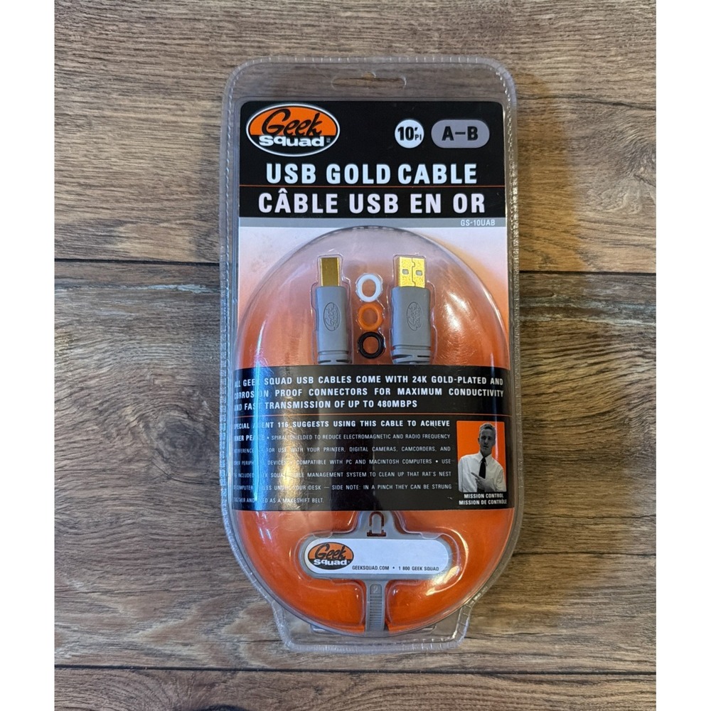 New in Box Geek Squad USB Gold Cable USB EN OR 10'‎  A-B GS-10UAB